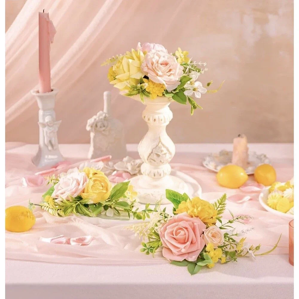 TINGE TIME 3Pcs Pre-made Cake Toppers, Silk Artificial Flowers Decor, Cake De...